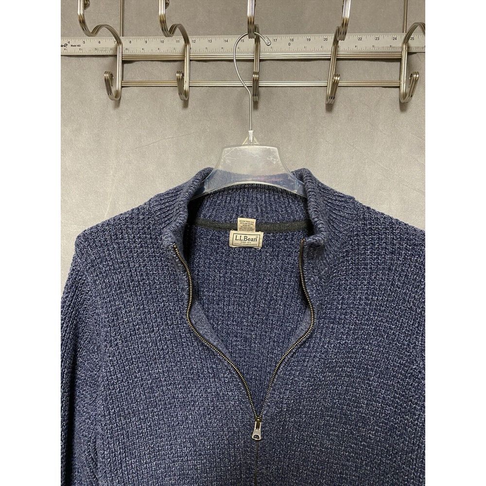 L L Bean Sweater Men XL Tall Cardigan‎ Chunky Knit Fisherman Zip Nordic Jacket - Picture 7 of 11